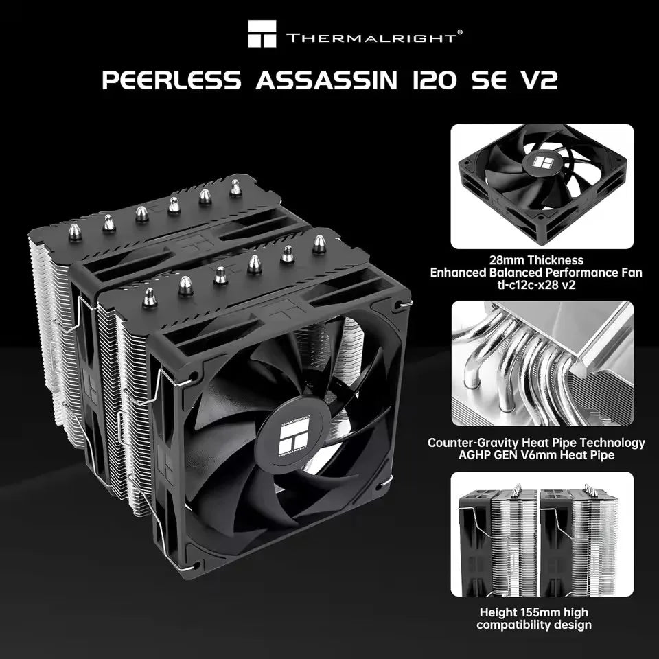 Thermalright Peerless Assassin 120 SE V2 radiateur de refroidissement par air pour boîtier d'ordinateur, prise en charge LGA1851/1700/AM5/AM4 avec ventilateur 120x120x28mm