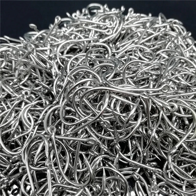 200pcs Fishing Hooks Circle Eye Hook 3#-12# Barbed Hooks for Carp Fishing, Fishing Tackle Goods Accessories