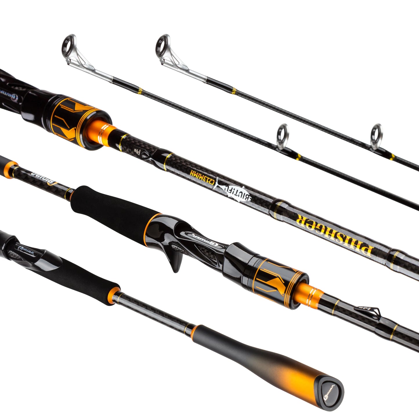BIUTIFU 2 pointes Fuji Guide filature coulée canne à pêche 1.8-2.7m 2 Sections T1000 carbone Baitcasting pôle pour bar brochet 7-80g leurre