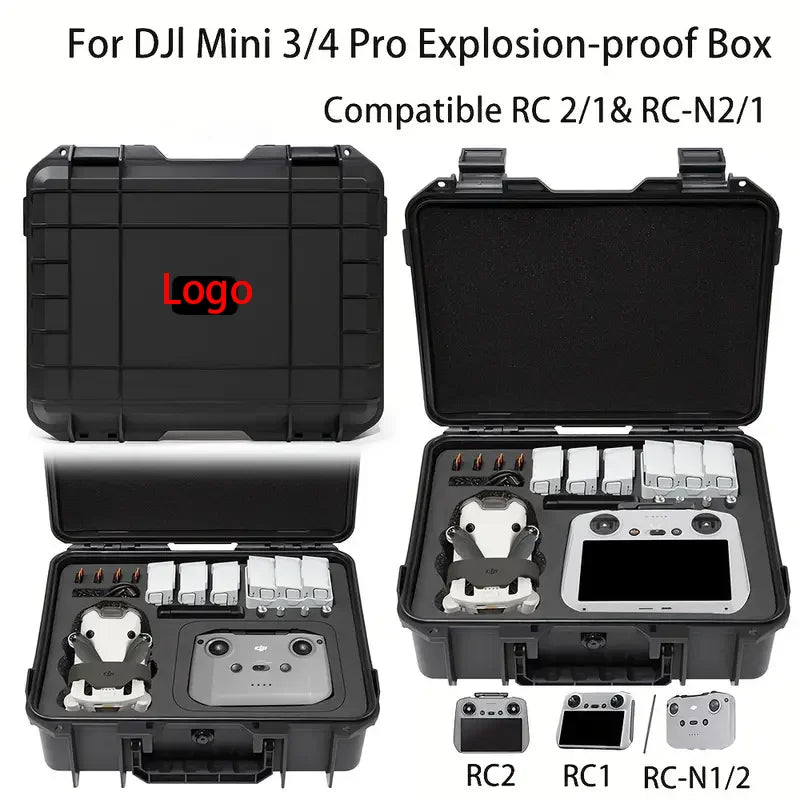 For DJI Mini 3/4Pro Case Mini 4 Pro Explosion-proof Case Mini 4 Pro Portable Bag Waterproof Hard Shell Large Capacity Case