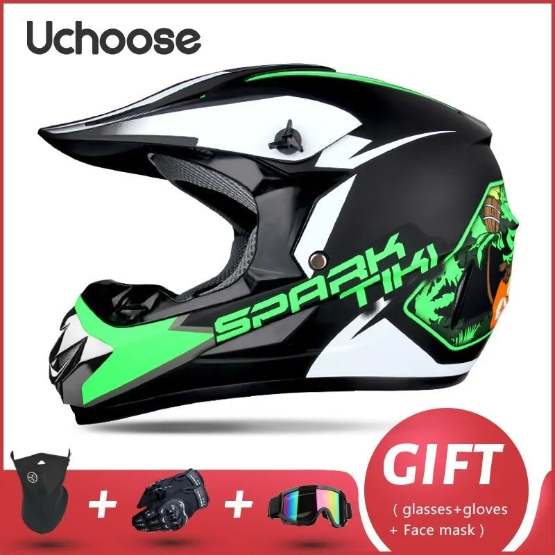 Casque de moto tout-terrain professionnel pour adultes et enfants, casque de moteur de course DOT de descente, cadeau gratuit