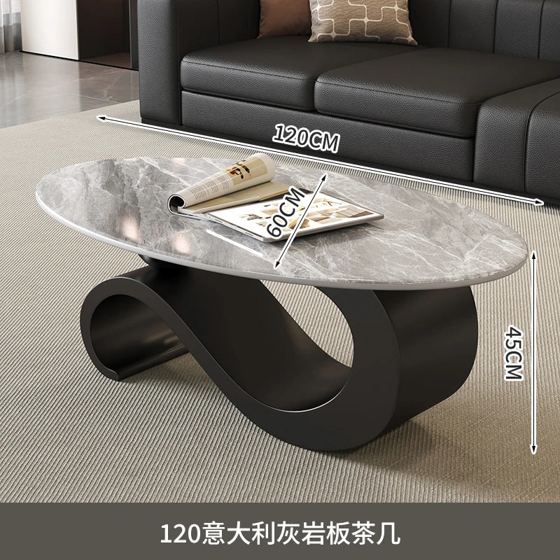 Mid-Century Retro Coffee Table, Oval Luxury, Nordic, Aesthetic, Classic, Living Room Low Table, Home Furniture