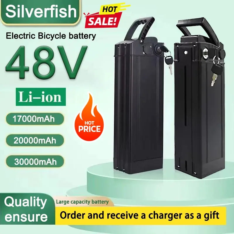 Batterie Vélo Électrique 48V 17Ah/20Ah/30Ah — Haute Capacité Cellules 18650 Pliable