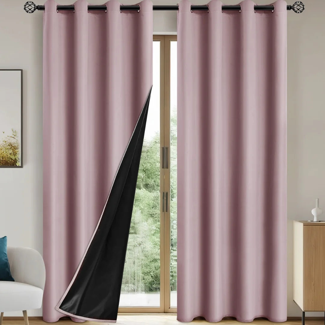 Rideaux occultants 100% solides avec œillets, rideaux de confidentialité totale pour chambre à coucher, beaux rideaux pour salon, 1 pièce