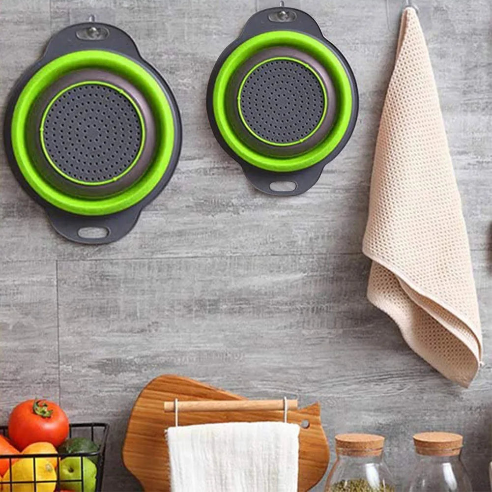 Panier de vidange pliant en Silicone, panier de lavage de fruits et légumes, passoire pliable, égouttoir pliable, outil de rangement de cuisine