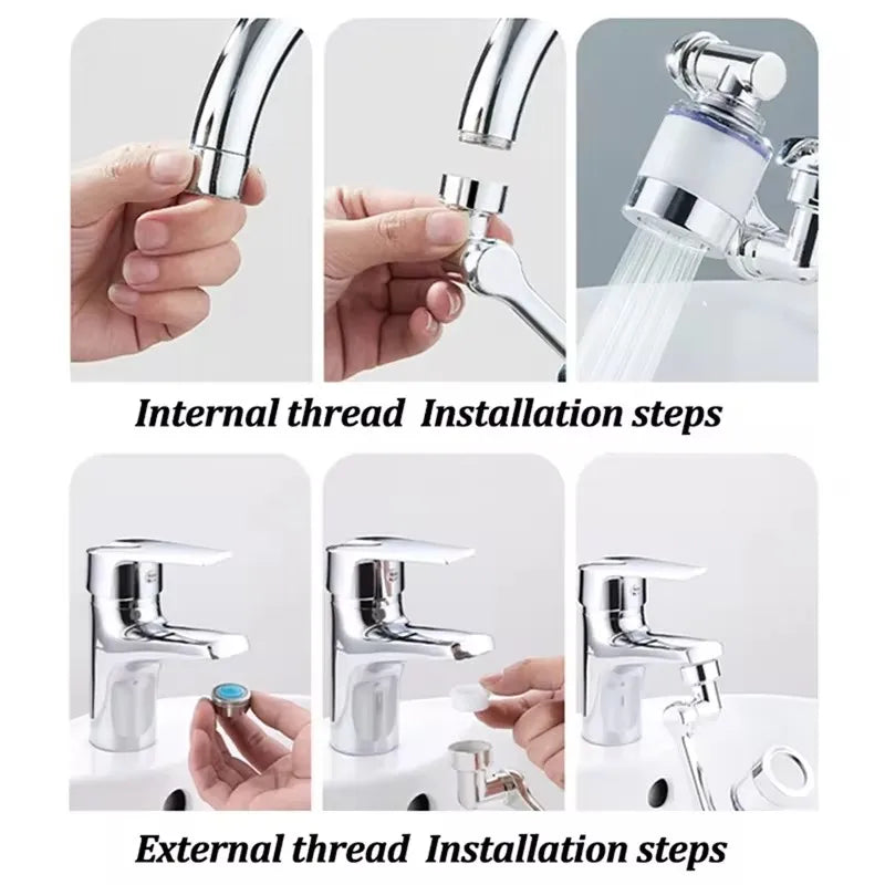 Buse filtrante rotative à 1080 ° universelle, robinet de cuisine domestique, robinet de ark, bras robotique, éclaboussures, moteurs F/05 et ET