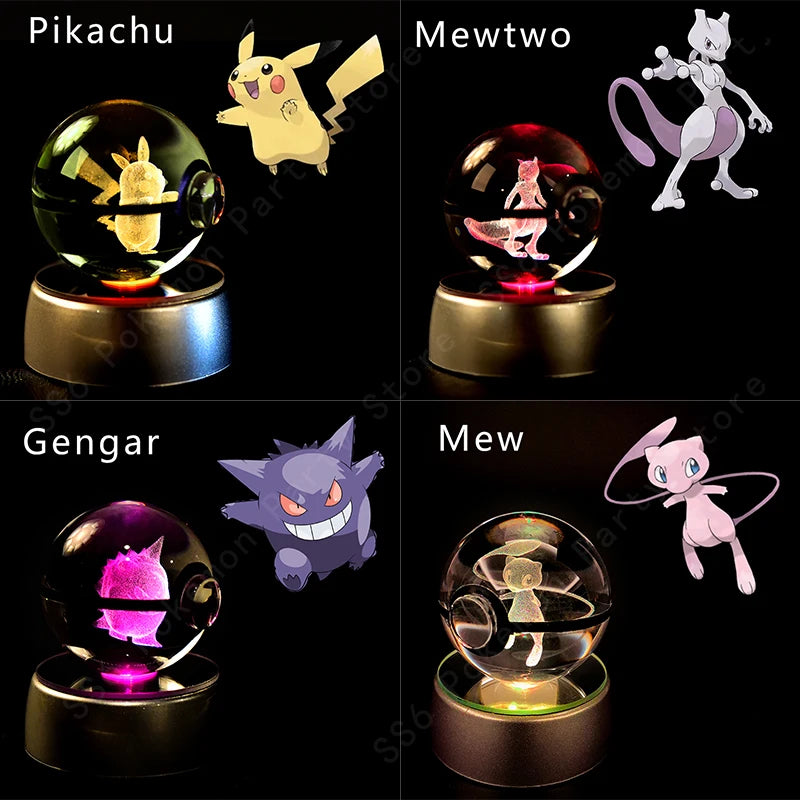 Boule de cristal 3D veilleuse — lampe en verre, statue, cadeau d'anniversaire pour enfants