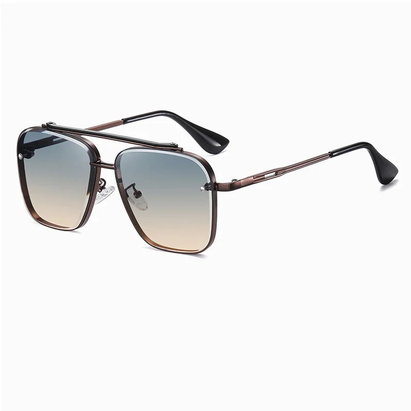 New Gradient Sunglasses for Men Fashion Metal Big Frame Sunglasses Luxury Brand Design Sunglasses for Men
