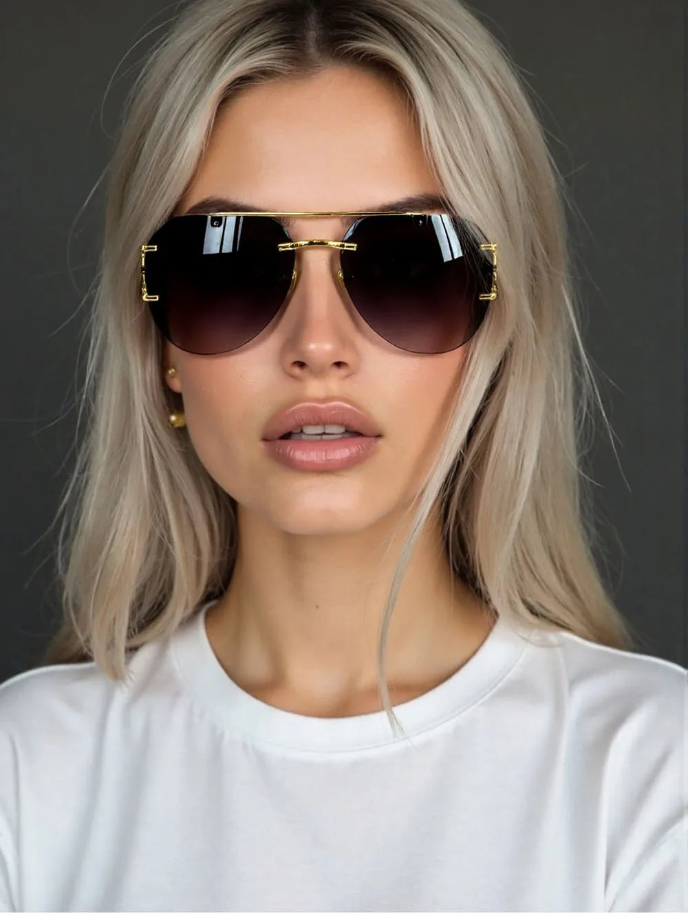 Lunettes de soleil femmes sans monture ovale — mode, vintage, 2025