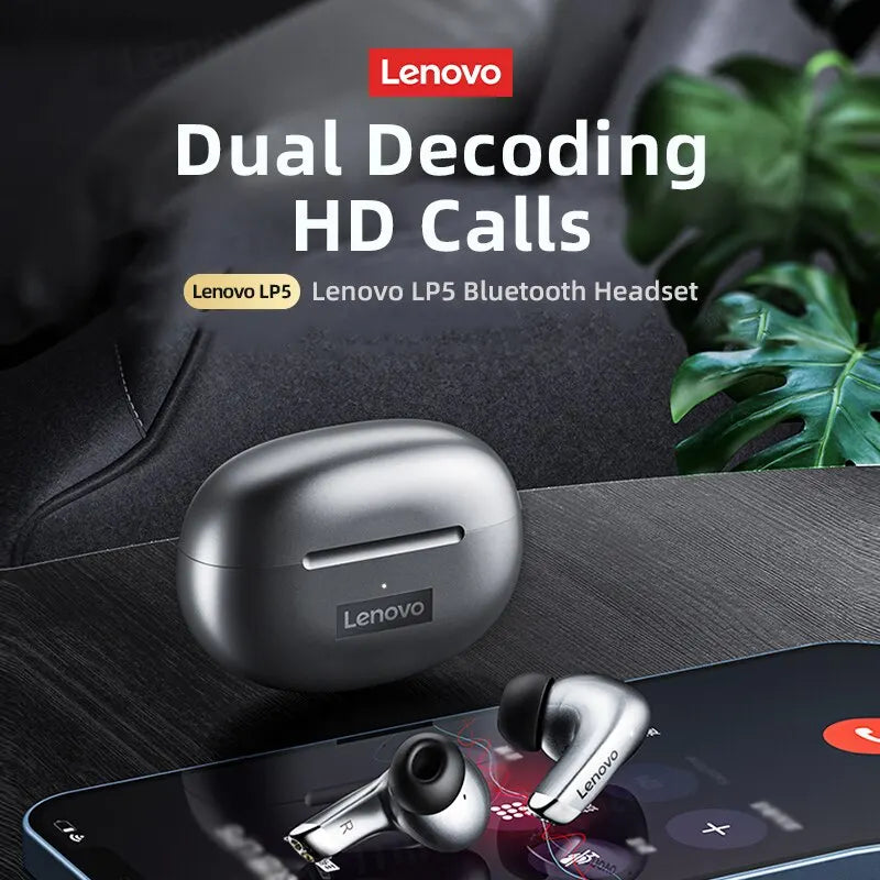 Auriculares inalámbricos Bluetooth Lenovo LP5 estéreo HiFi música deportivos impermeables TWS con micrófono nuevos