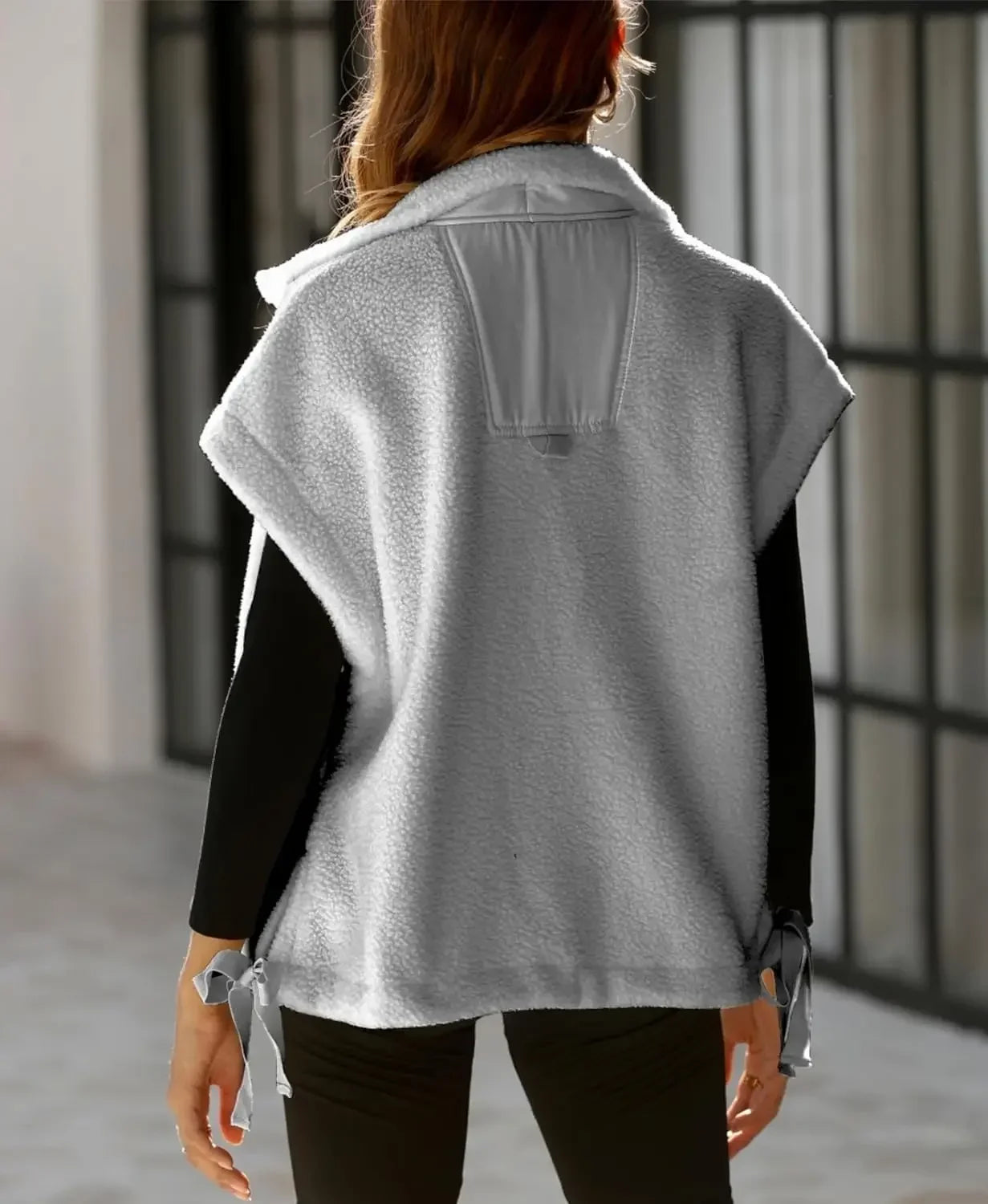 Gilet polaire pelucheux pour femme, surdimensionné, sans manches, Sherpa, chaud, boutonné, vêtements d'extérieur avec poches