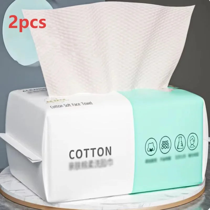 Reusable Thick Face Towel, 50 Count Per Pack, Travel Cleansing, Wet and Dry Makeup Remover, Soft Cotton Tissue