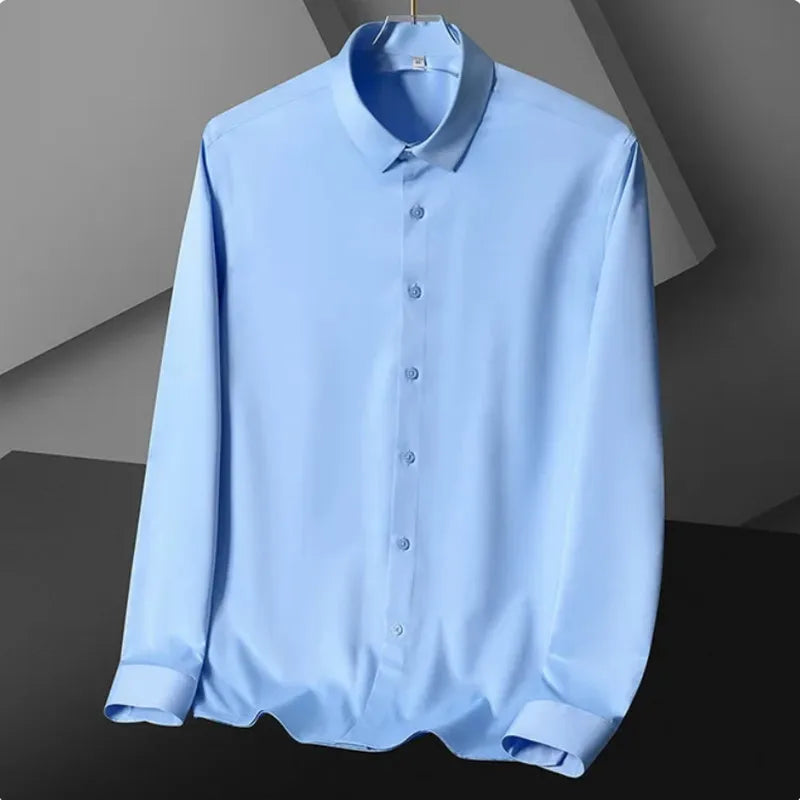 Men's Long Sleeve Shirt, Wrinkle-Resistant Business Attire, Non-Iron, Premium Casual Professional Suit, White Shirt, S-5XL