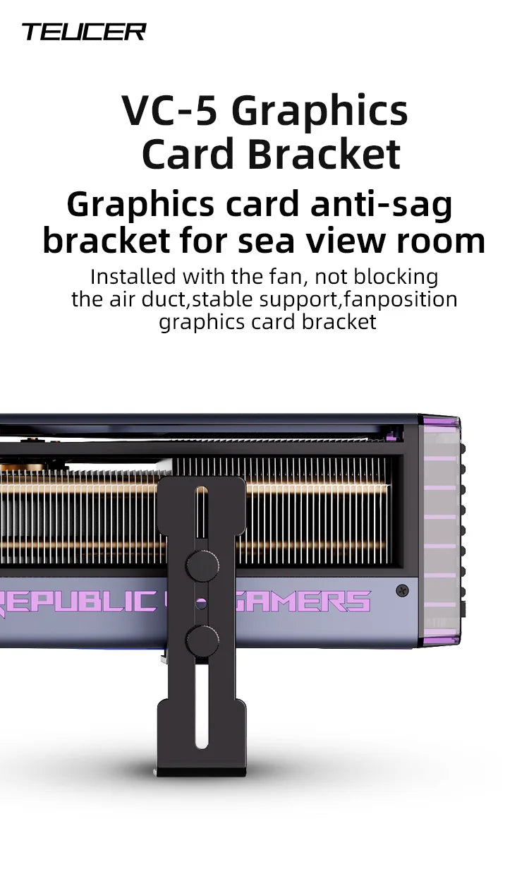 TEUCER VC-5 châssis position du ventilateur GPU cadre de Support en acier inoxydable Support de carte vidéo empêcher l'affaissement pour RTX 4090 4080