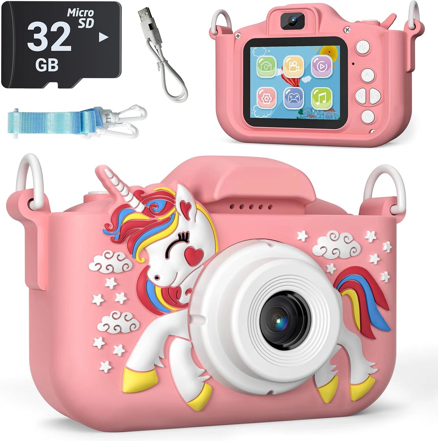 Cámara de vídeo digital para niños, súper bonita, HD 1080P, 2.0 pulgadas, con fundas de silicona, juguetes para Navidad