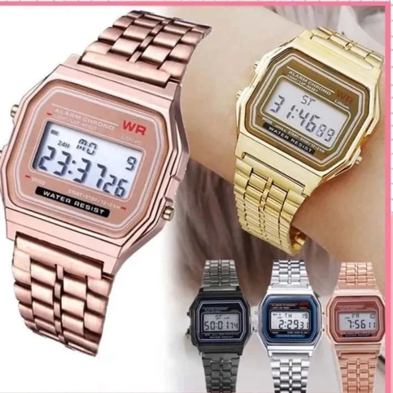 Stainless Steel Watch Bracelet Women's Watches Men's Watch Business Clock Multifunction LED Digital Sport Wristwatch Electronic Clock