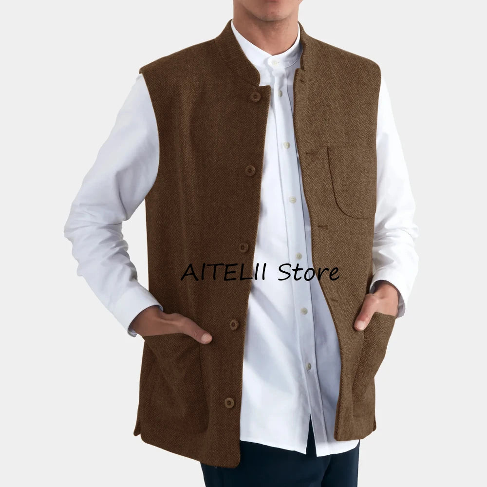 Gilet élégant à chevrons pour hommes, gilets pour hommes, gilet imbibé, olympiques de travail décontractés