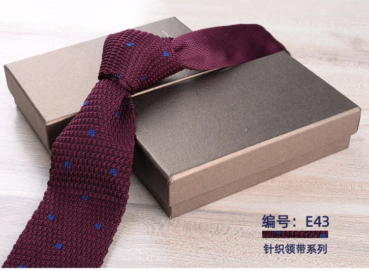 Corbatas de punto retro con rayas para hombres, estilo británico informal, formal de negocios, azul marino, rojo, marrón, corbatas hechas a mano, corbatín para esmoquin