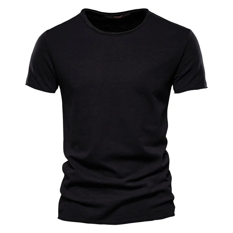 Camiseta de algodón 100% para hombre, casual, suave, para fitness, de verano, delgada, camisetas para hombre, ropa para el hogar, cuello redondo, manga corta, camiseta sólida para hombre