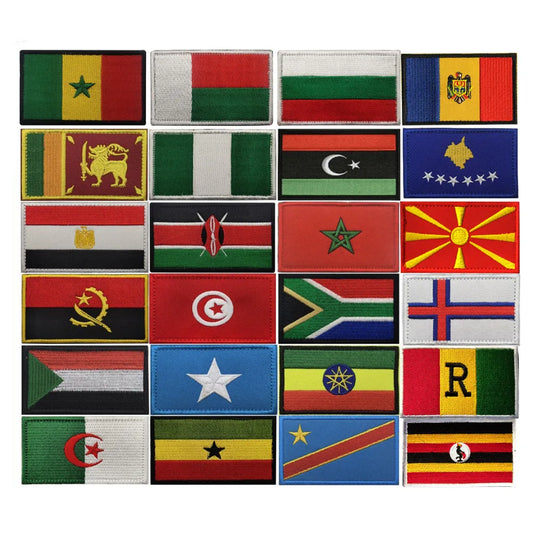 Bandera de África 3D Egipto Kenia Argelia Nigeria Angola Túnez Marruecos Sudán Malta Namibia Ghana Mozambique Banderas Parches bordados