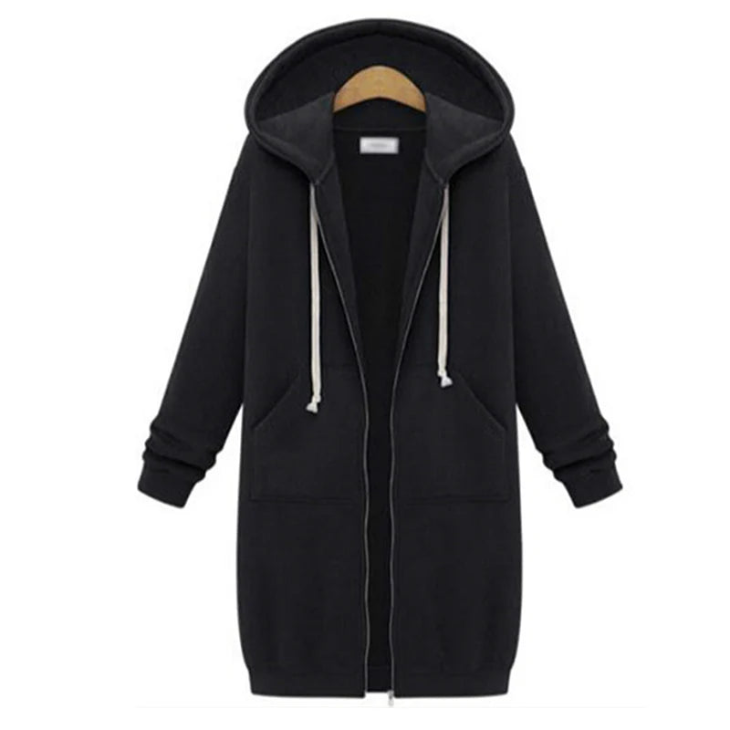 Parka à capuche épaisse pour femme, veste ample, avec fermeture éclair, poche, taille Maxi, robes de sport, vêtements d'extérieur, automne hiver 2024