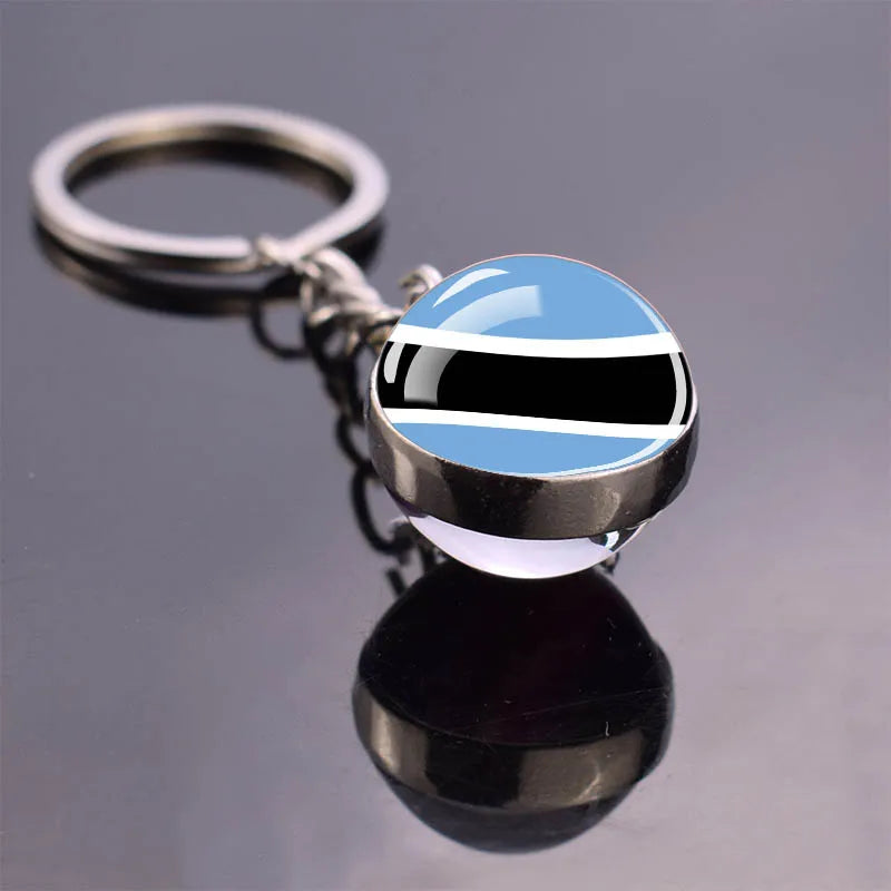 African Flag Keychain, Algeria, Somalia, Tunisia, Morocco, Egypt, National Flag, Double-sided Glass Ball Pendant, Gift