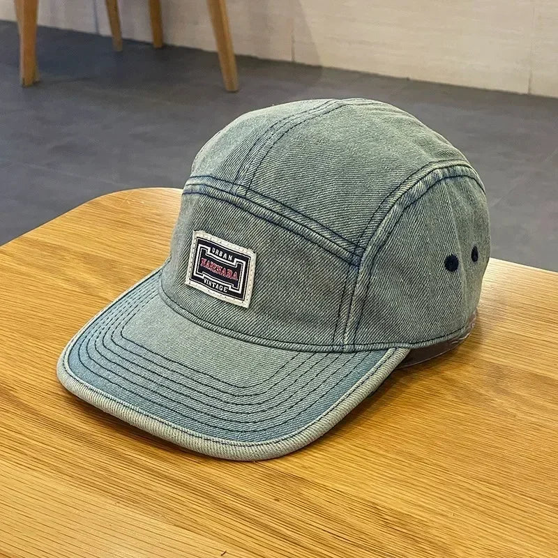 Casquette de Baseball en Denim à bord plat Vintage pour hommes et femmes, casquette à rabat Harajuku, mode Streetwear, chapeau de Skateboard à 5 panneaux