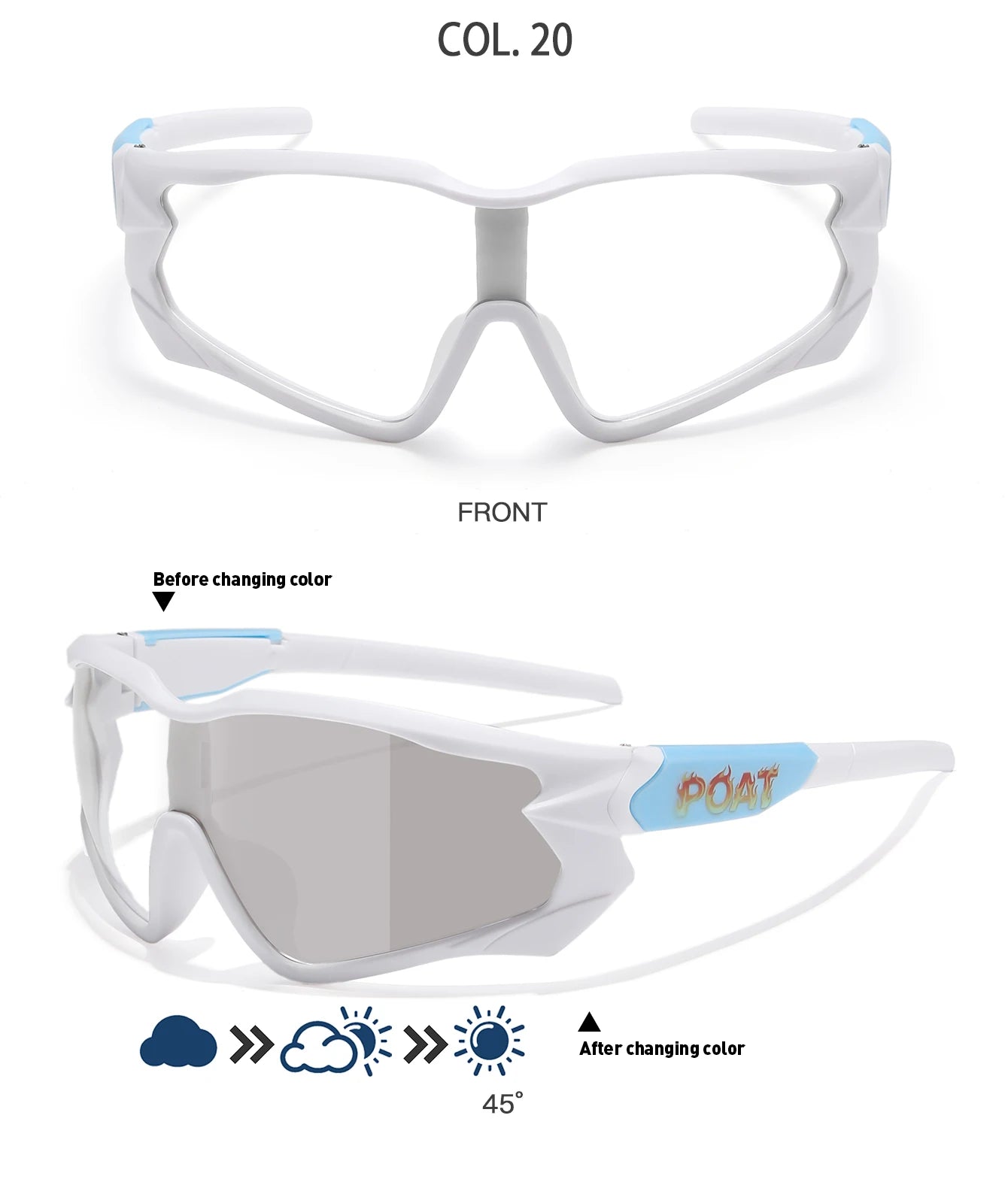POAT tout nouveau Style lunettes de soleil photochromiques sport hommes femmes vtt vélo lunettes de vélo cyclisme pêche lunettes de course