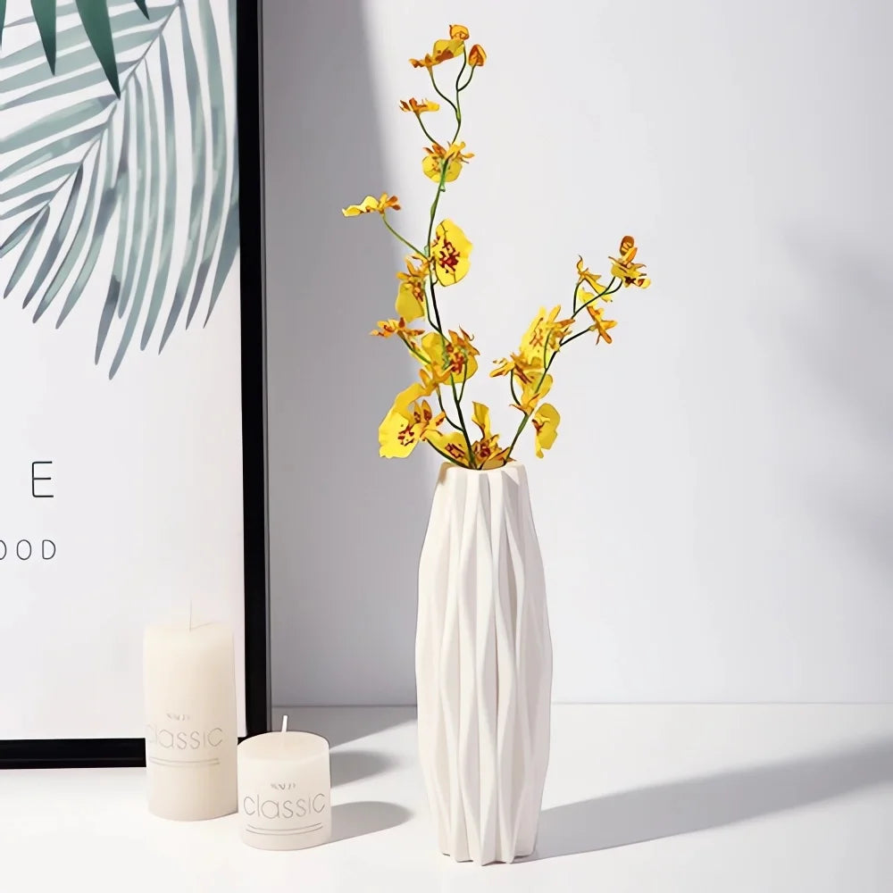 Vase nordique en plastique – Petit pot de fleurs décoratif pour salon, style moderne