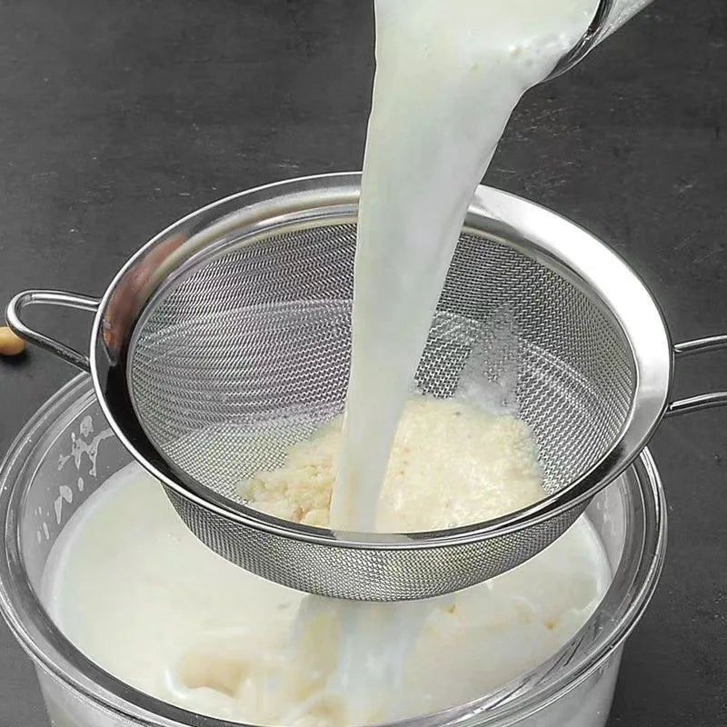 Fil Acier Inoxydable Maille Fine Passoire Huile Farine Tamis — Pâtisserie Cuisine 1 3 4 Pièces