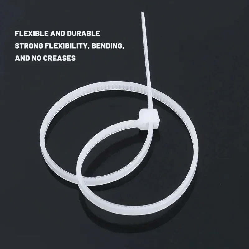Self-locking Adjustable Nylon Cable Ties, Fastening Buckle, Reusable Plastic Metal Ties for Office and Home