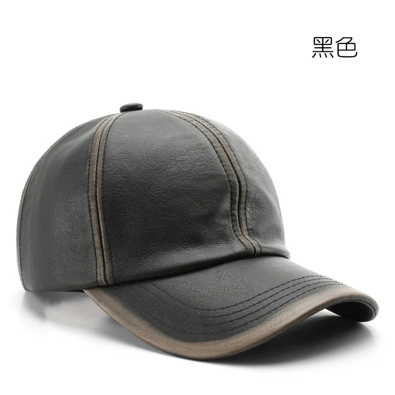 Casquette de baseball en simili cuir unisexe — snapback réglable, street, hip hop, trucker, hiver, 4 saisons