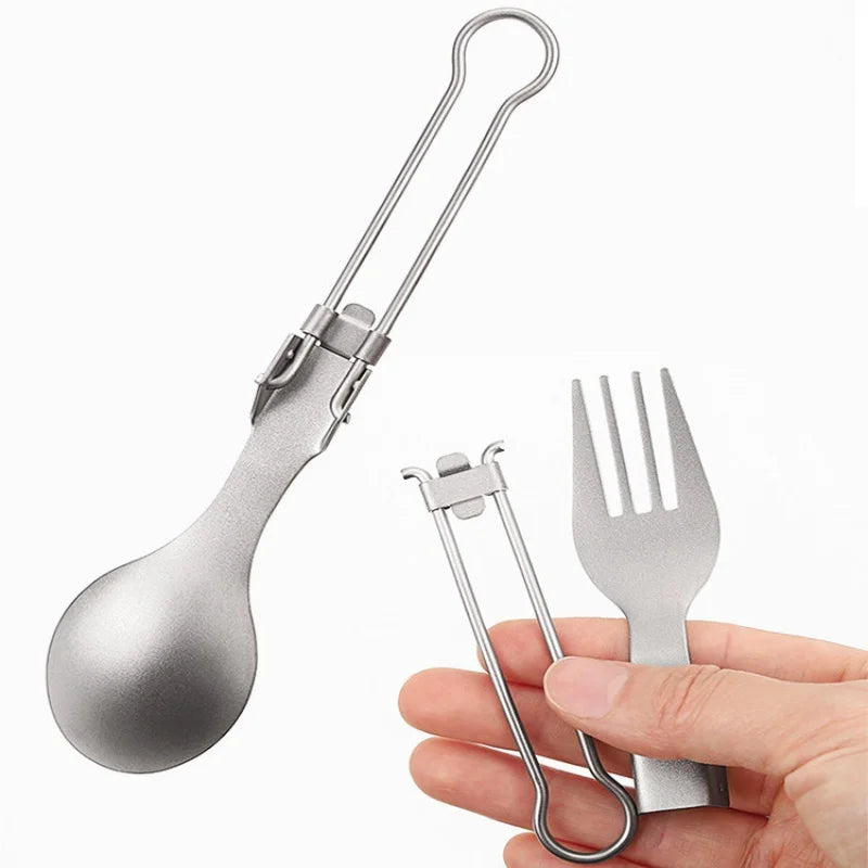 Cuillère à salade pliable en titane, cuillère à salade légère et portable pour le camping en plein air, la randonnée, le sac à dos, les voyages