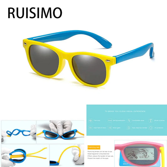 Lunettes de Soleil Enfants TR90 Polarisées — Silicone Sécurité UV400 Cadeau