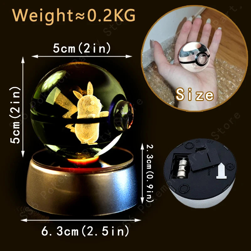 Boule de cristal 3D veilleuse — lampe en verre, statue, cadeau d'anniversaire pour enfants
