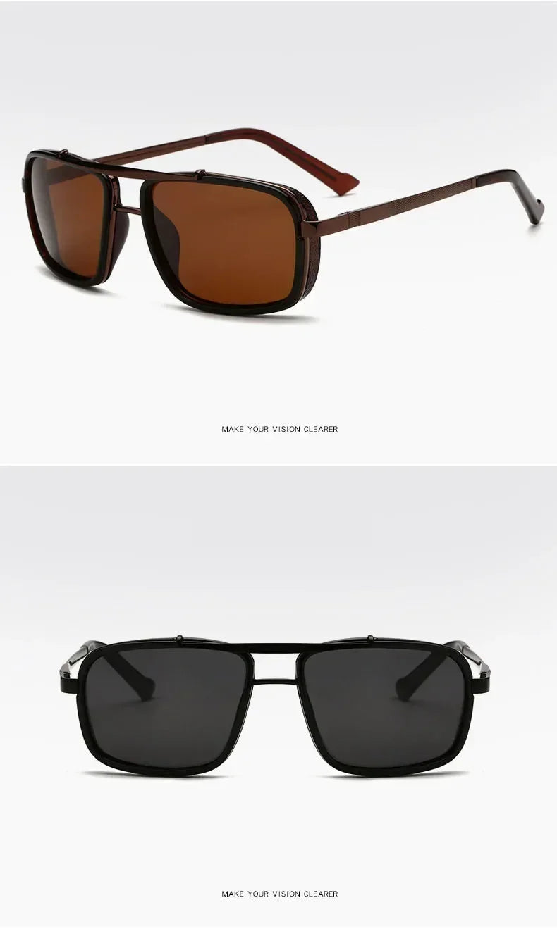 Lunettes de soleil polarisées Punk pour hommes, Vintage, mode Steampunk, carrées, pour la conduite, pour les voyages d'été, UV400