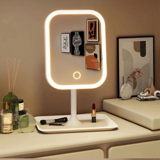 Miroir de vanité de styliste Unique, trois couleurs, lumière LED, miroir de maquillage, commande tactile, miroir de bureau, miroir de chambre à coucher