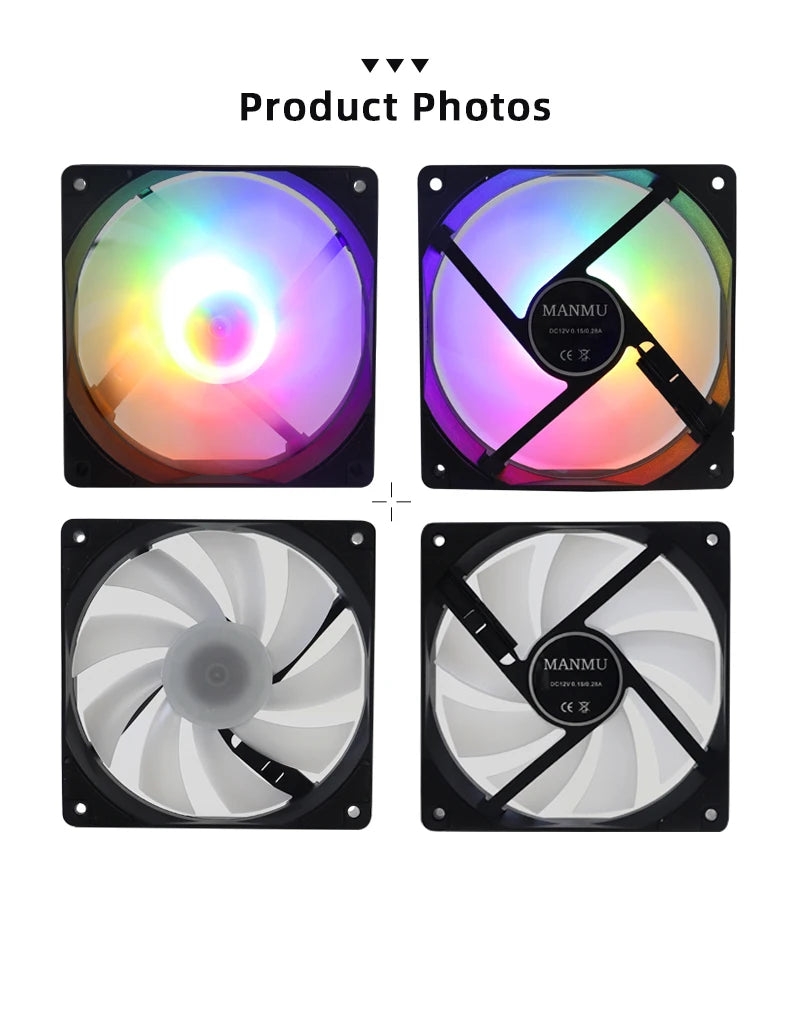Manmu Fetival Pormotion 120mm ventilateur d'ordinateur arc-en-ciel RGB/ventilateur de PC de jeu à haute performance de refroidissement
