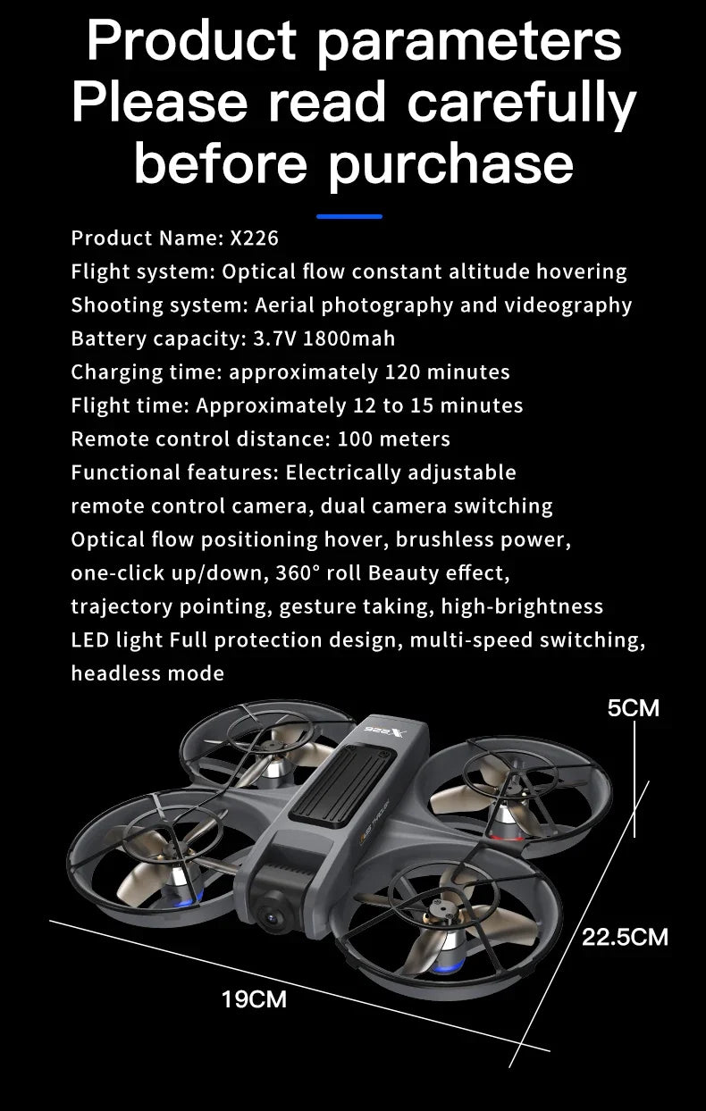 Mini dron profesional 4K Lenovo X226/X226VR, helicóptero teledirigido, avión RC, dron con pantalla, cuadricóptero, juguete de regalo para niños