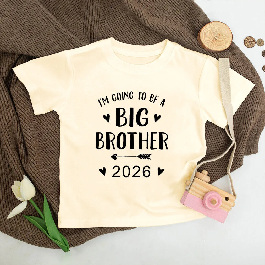 T-shirt enfant grand frère 2026 — annonce de grossesse, manches courtes, tenue d'été garçon