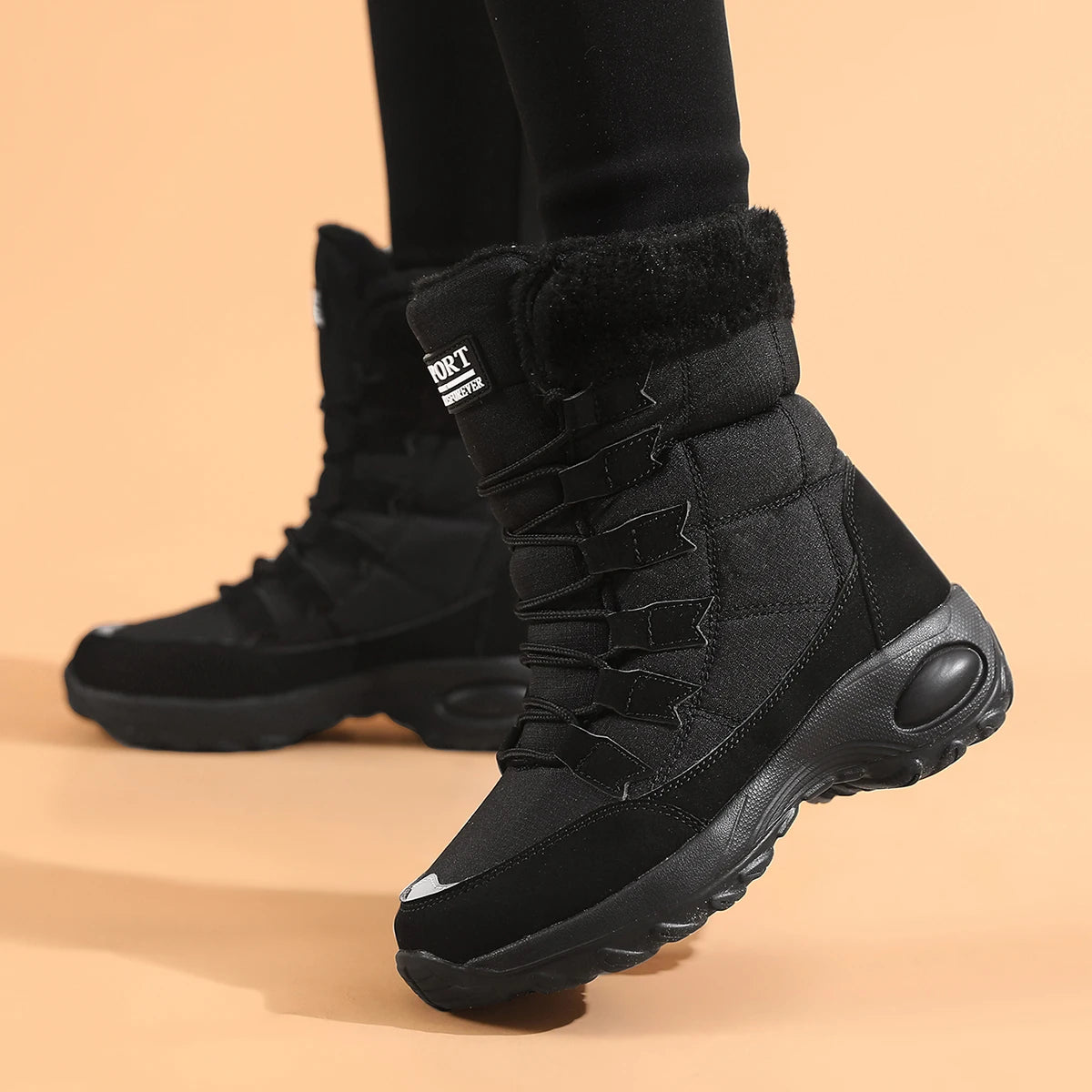 Botas de mujer con cordones cómodas impermeables botines Zapatos de mujer invierno cálido de calidad media pantorrilla botas de nieve