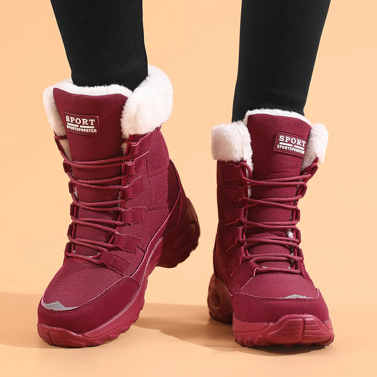 Botas de mujer con cordones cómodas impermeables botines Zapatos de mujer invierno cálido de calidad media pantorrilla botas de nieve