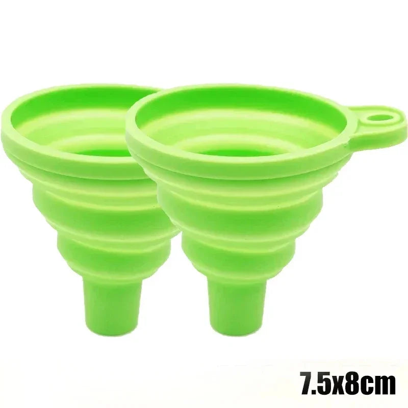 Embudo plegable de silicona para motor de coche, 2 piezas, líquido de lavado, cambio de líquido, portátil, cambio de