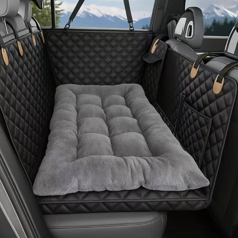Tapis de siège de voiture pour chien d'hiver avec fond épais antidérapant pour lit de camion SUV berline-chaud pour les voyages sur route et lavable en machine