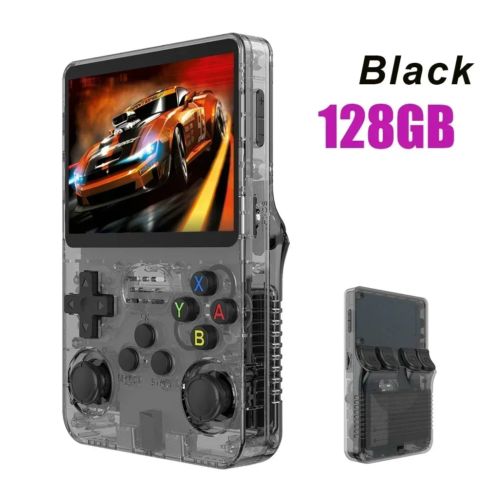 Nuevo sistema de consola de videojuegos portátil retro R36S, pantalla IPS de 3.5 pulgadas, reproductor de vídeo portátil de bolsillo, 128 GB, más de 20000 juegos, regalos para niños