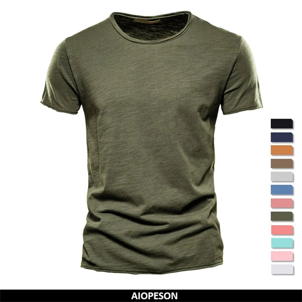 Camiseta de algodón 100% para hombre, casual, suave, para fitness, de verano, delgada, camisetas para hombre, ropa para el hogar, cuello redondo, manga corta, camiseta sólida para hombre