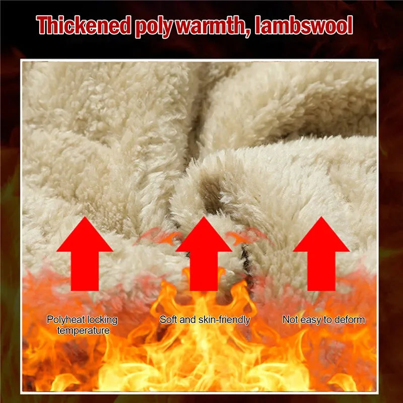 Men's Thermal Lambswool Sweatpants, Warm Cotton Pants, Waterproof Pants, Windproof Pants, Winter Sportswear, Plush Look, Smile, fjCasual