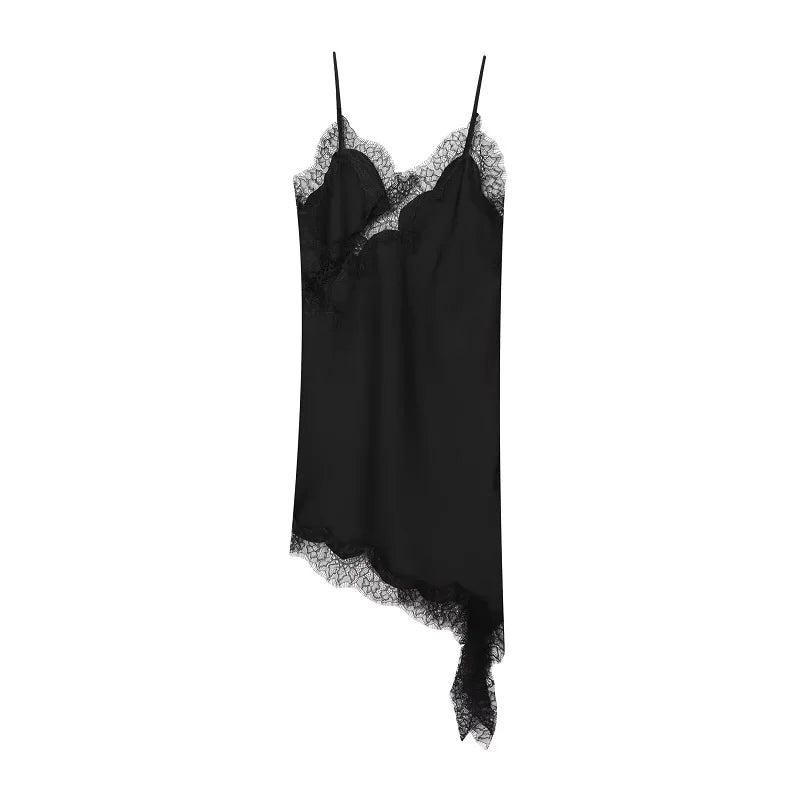 WOMEN Lace Slip Mini Dress Women Satin Backless Summer Dress Female Asymmetrical Party Women Sexy Beach Dresses for Women