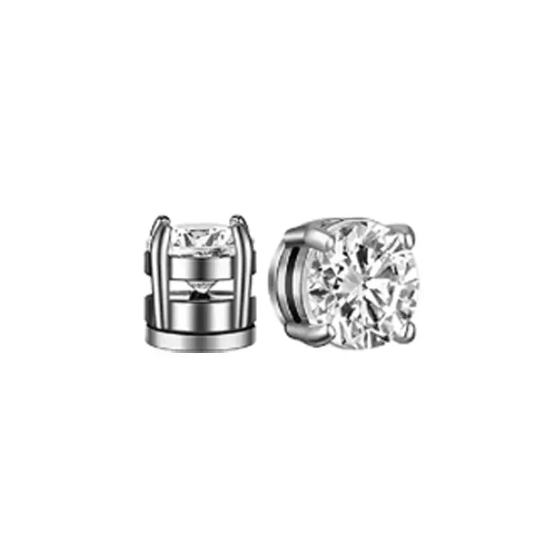 Ensemble de faux boucles d'oreilles en acier inoxydable pour hommes, 1 à 10 paires, à la mode, avec trou d'oreille, aimant gratuit, zircon