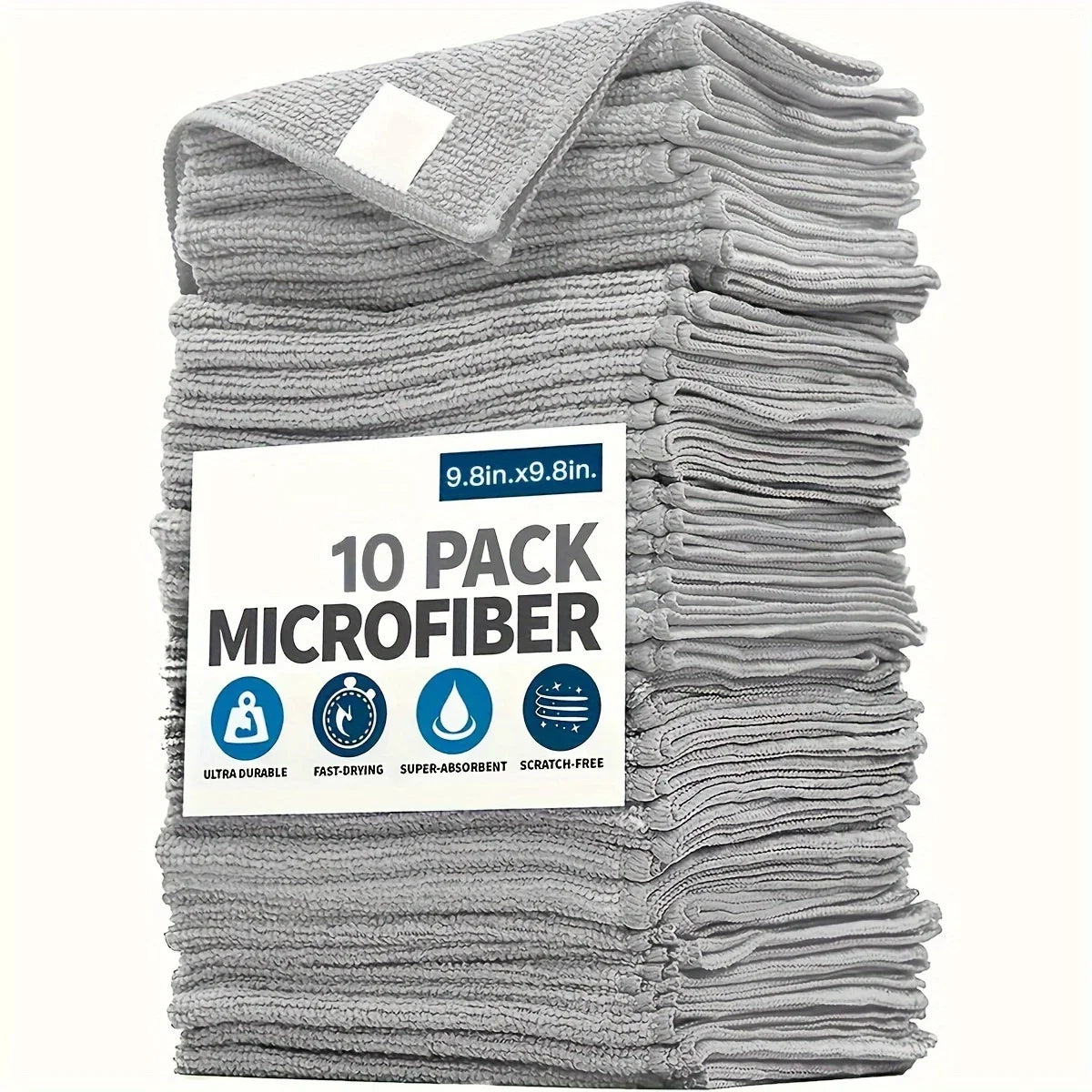 Juego de rejillas absorbentes, suaves y antimanchas, de microfibra, toallas de cocina, gris claro, 5 piezas, 10 piezas, 20 piezas